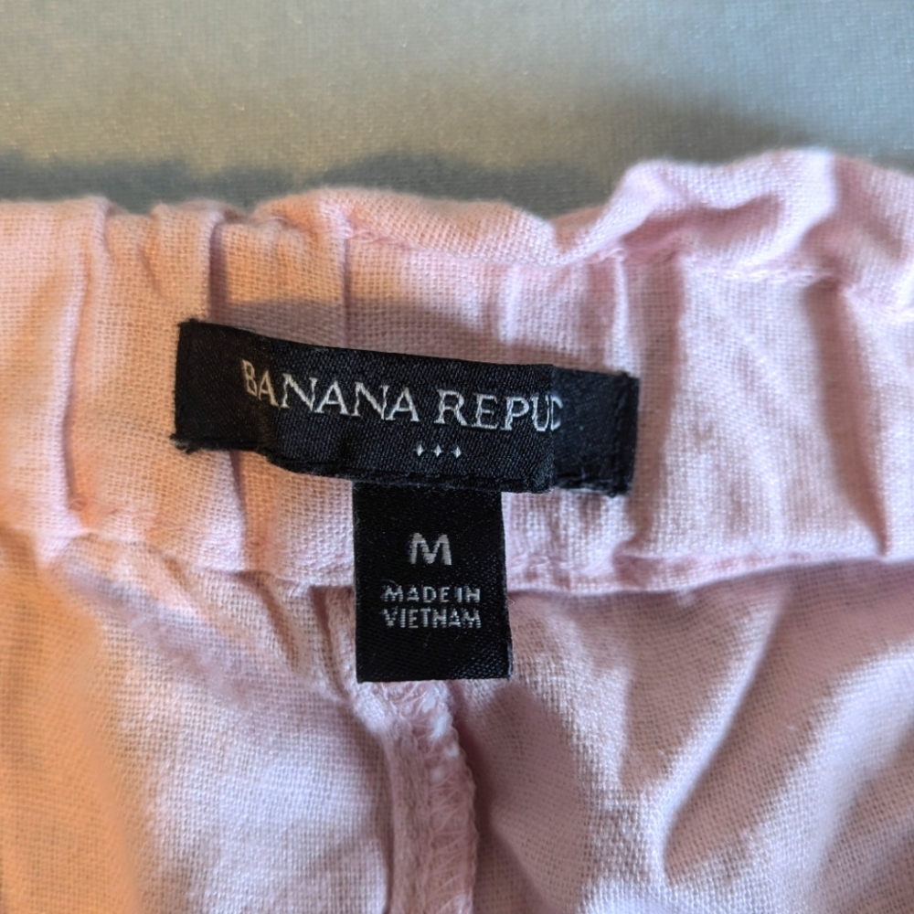 Banana Republic Pink Linen High-Waisted Shorts Size Medium M - Picture 4 of 4